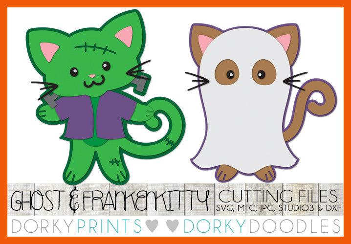 Frankenkitty and Ghost Halloween SVG Cuttable Files – Dorky Doodles