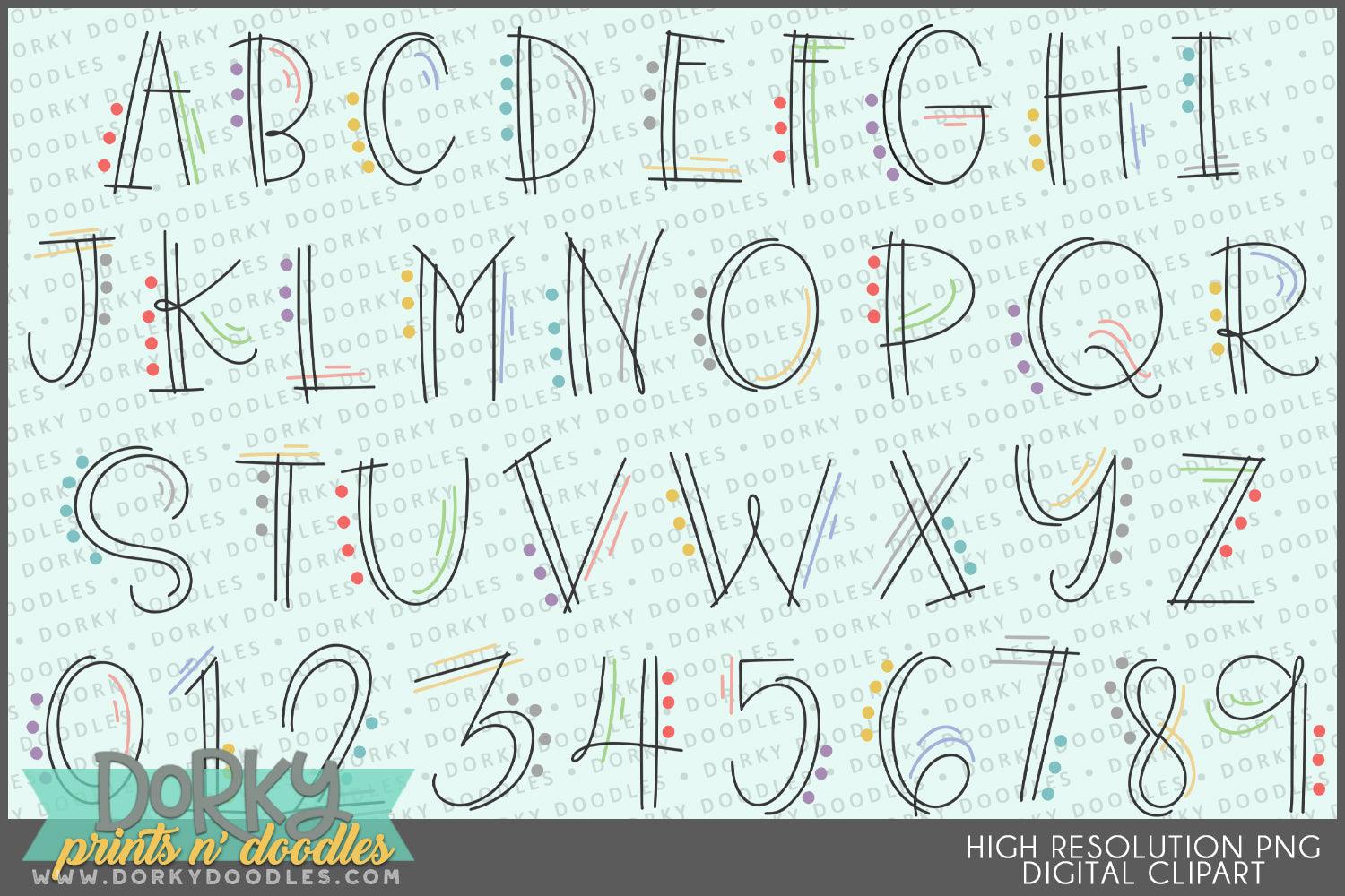 Fun Dot Alphabet Clipart - Dorky Doodles