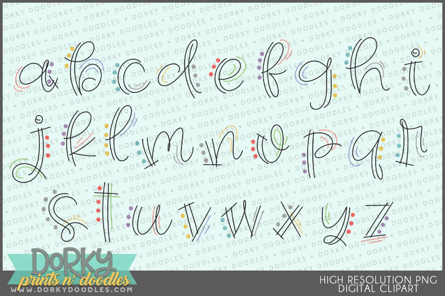 Fun Dot Alphabet Clipart - Dorky Doodles