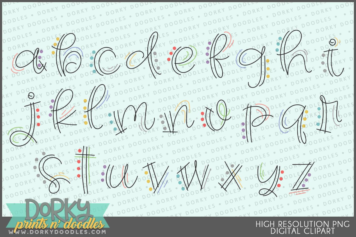 Fun Dot Alphabet Clipart - Dorky Doodles