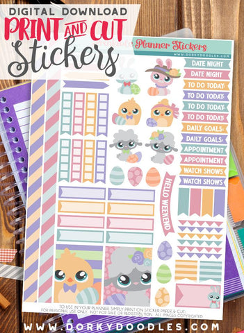 Fun Easter Print and Cut Planner Stickers