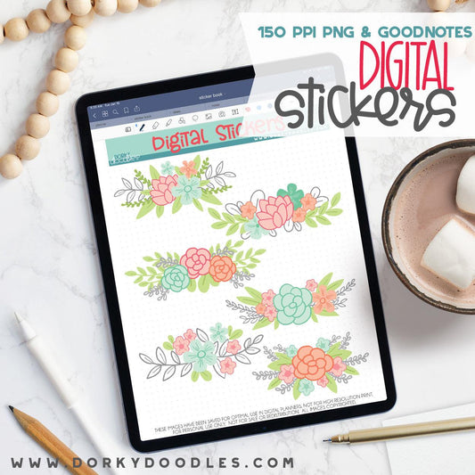 Fun Flowers Digital Planner Stickers