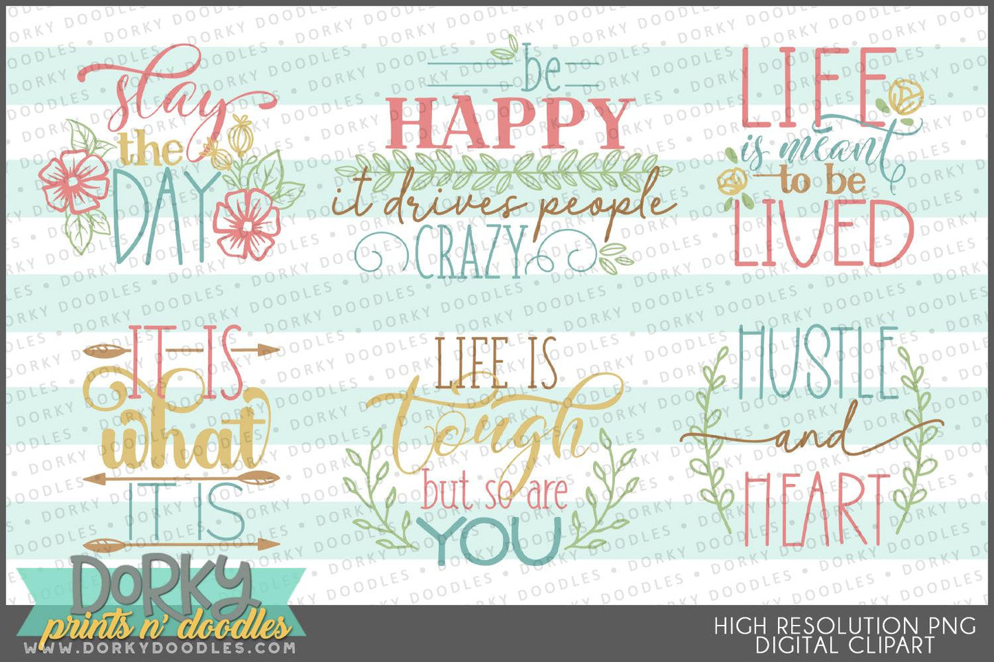 Fun Motivational Sayings Clipart - Dorky Doodles