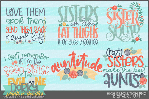 Fun Sister and Aunt Wordart Clipart