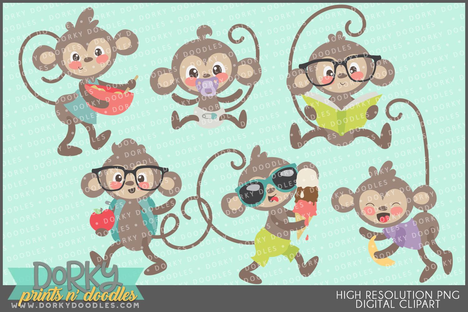 Funky Monkey Animals Clipart