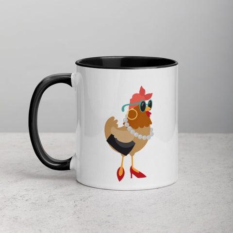 Funny Chicken Mug with Color Inside - Dorky Doodles