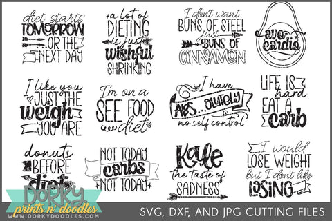 Funny Diet DXF and SVG Cuttable Files - Dorky Doodles