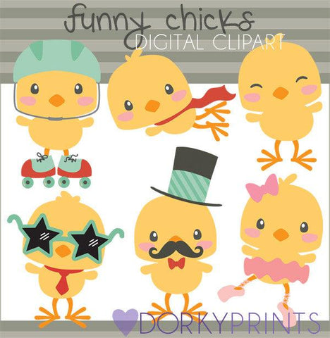 Funny Easter Chicks Spring Clipart