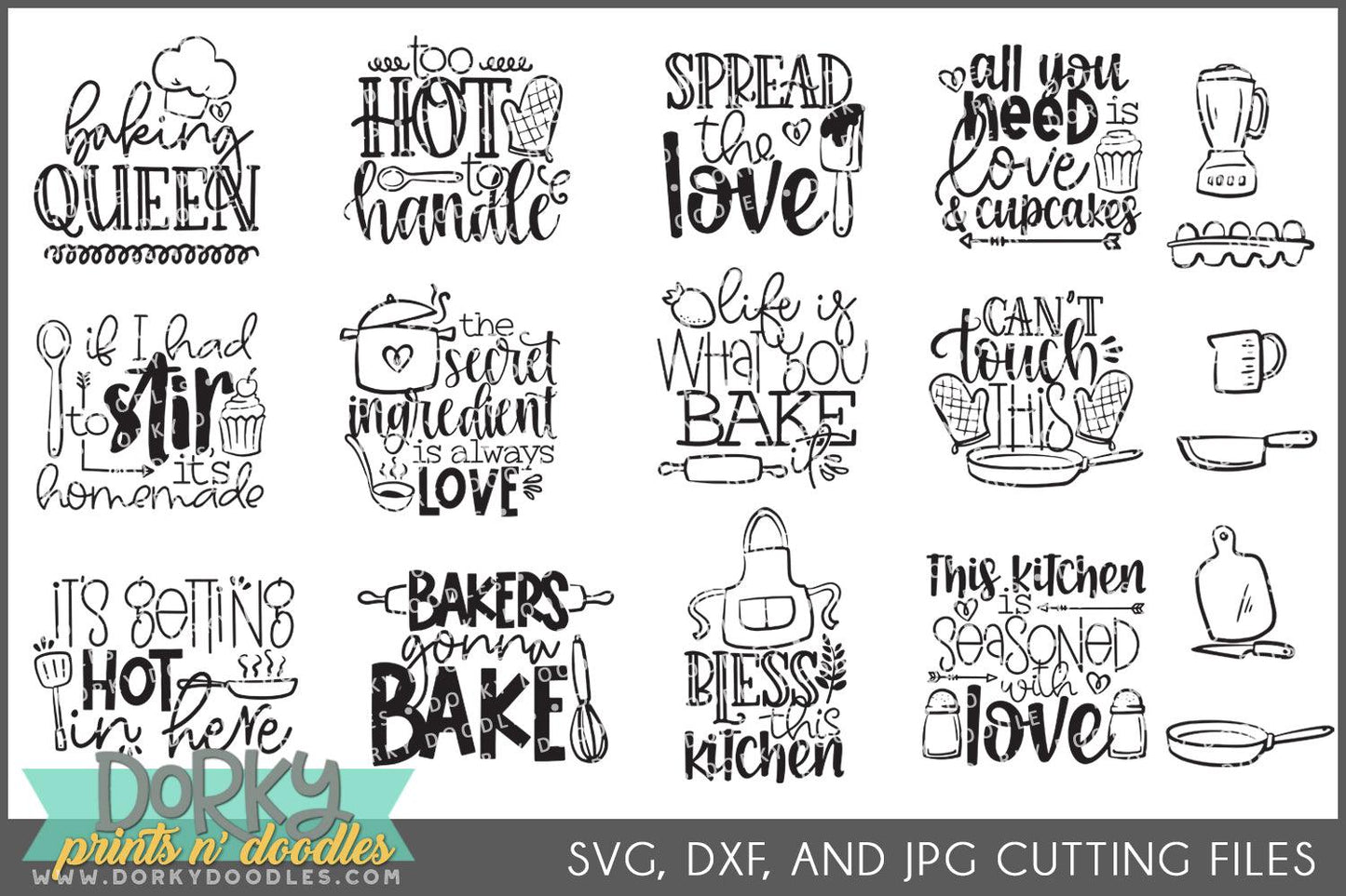 Funny Kitchen DXF and SVG Cuttable Files - Dorky Doodles