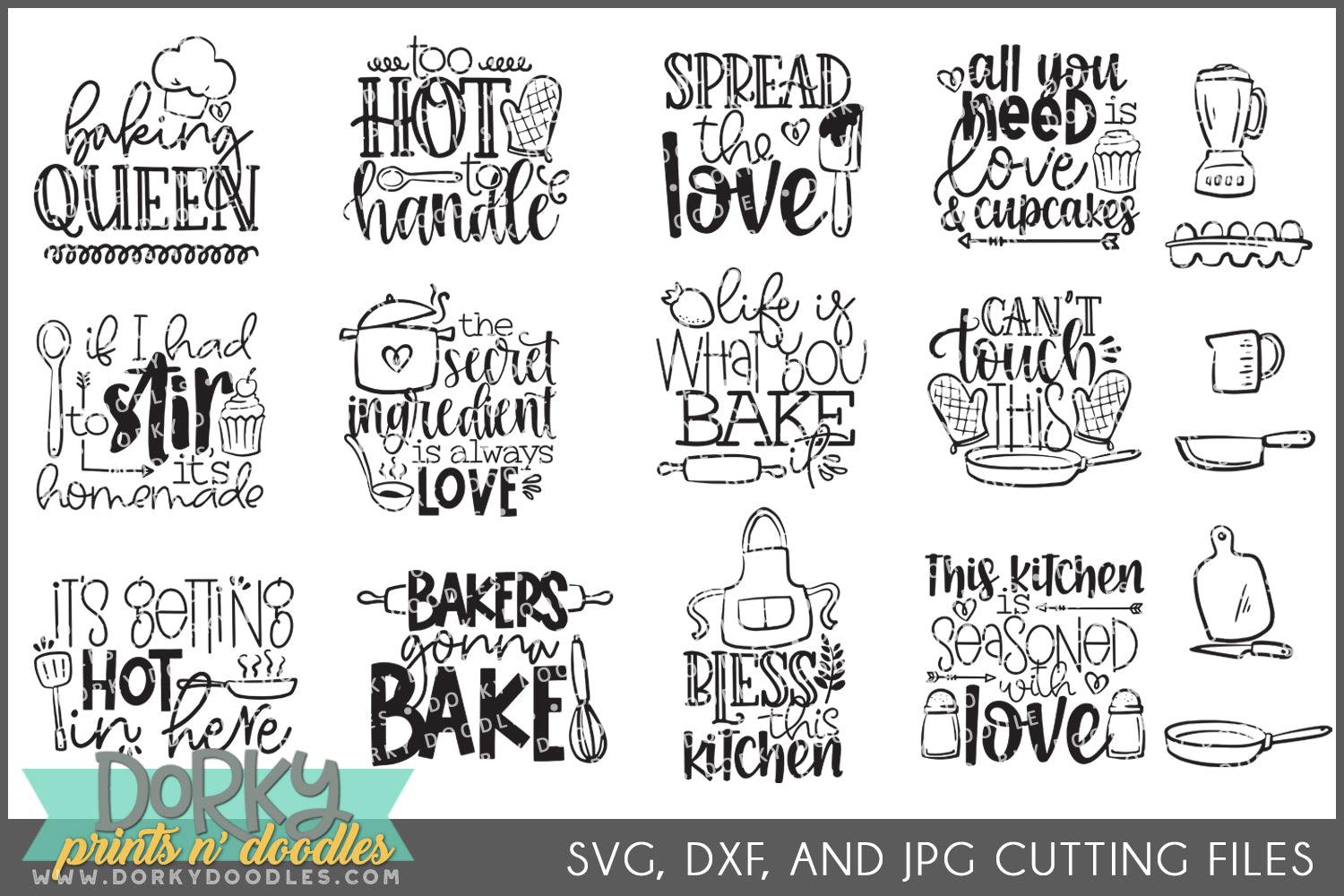 Funny Kitchen DXF and SVG Cuttable Files - Dorky Doodles