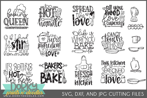 Funny Kitchen DXF and SVG Cuttable Files - Dorky Doodles