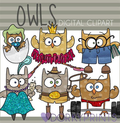 Funny Owls Bird Clipart