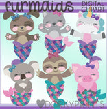 Furmaids Animal Mermaid Summer Clipart