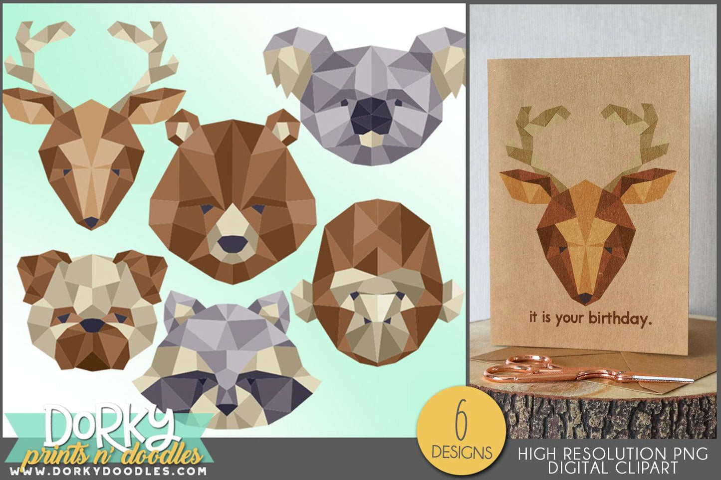 Geometric Animals Clipart - Dorky Doodles