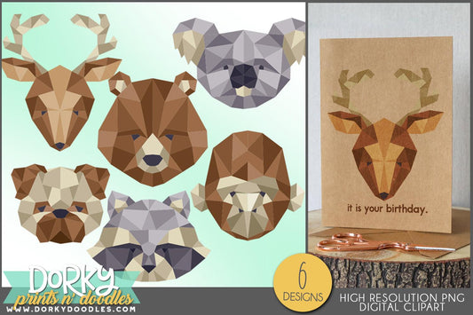 Geometric Animals Clipart - Dorky Doodles