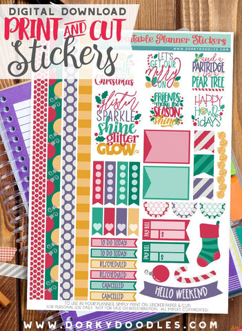 Get Your Merry On Print and Cut Planner Stickers