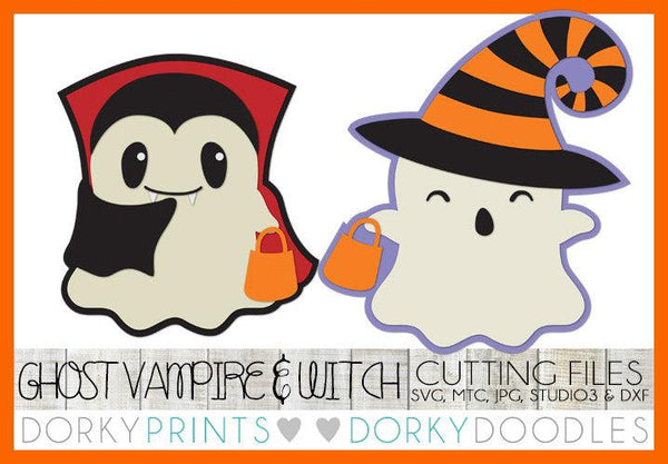 Ghost Witch and Vampire Halloween SVG Cuttable Files – Dorky Doodles