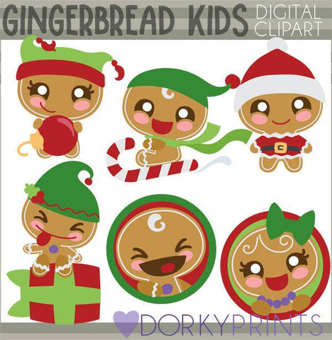 Gingerbread Kids Christmas Clipart