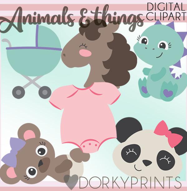 Girl Animals Clipart