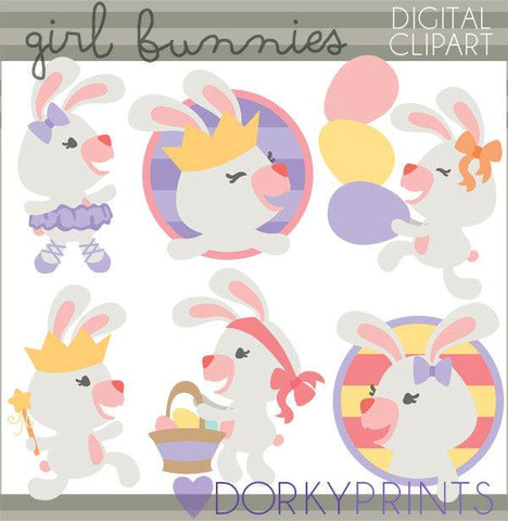 Girl Bunnies Spring Clipart