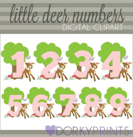 Girl Deer Numbers Clipart