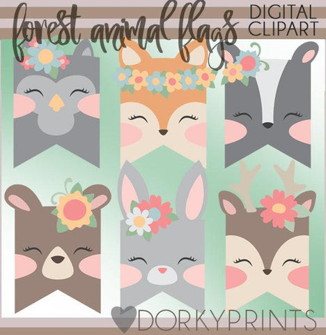 Girl Forest Animals Clipart