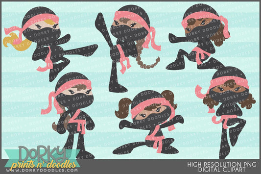 Girl Ninjas Hero Clipart