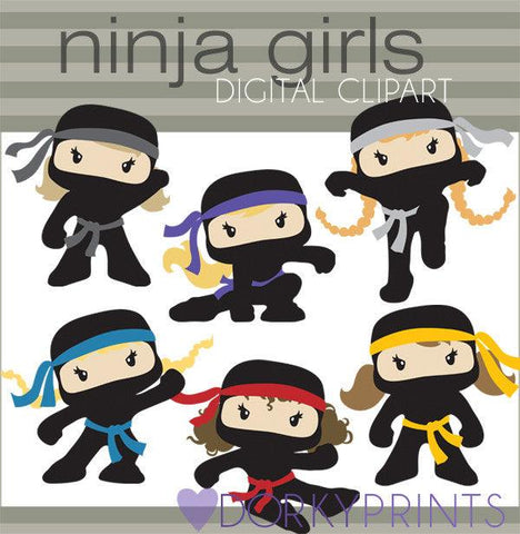 Girl Ninjas with No Weapons Hero Clipart