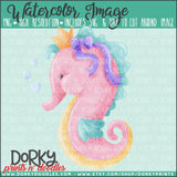Girl Seahorse Watercolor PNG
