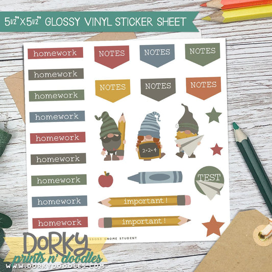 Gnome Student Planner Stickers - Dorky Doodles