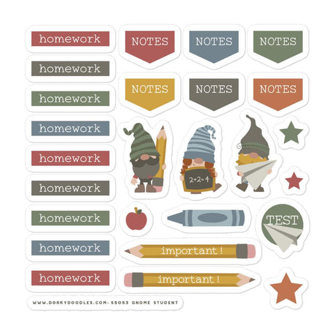 Gnome Student Planner Stickers - Dorky Doodles