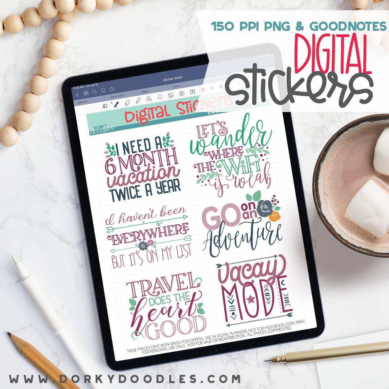 Go On Adventures Digital Planner Stickers - Dorky Doodles