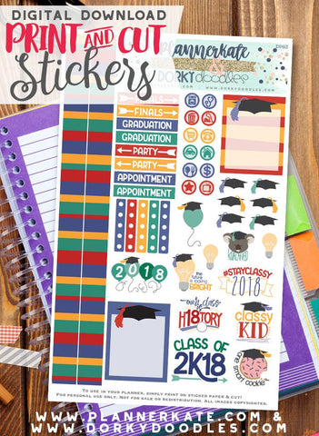 Graduation 2018 Print and Cut Planner Stickers