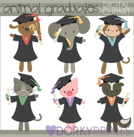 Graduation Animals School Clipart