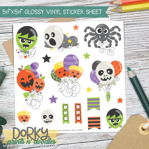Halloween Balloons Sticker Sheet