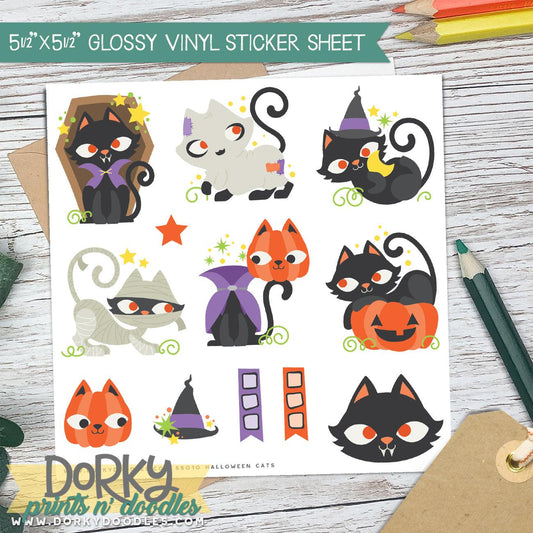 Halloween Cats Sticker Sheet