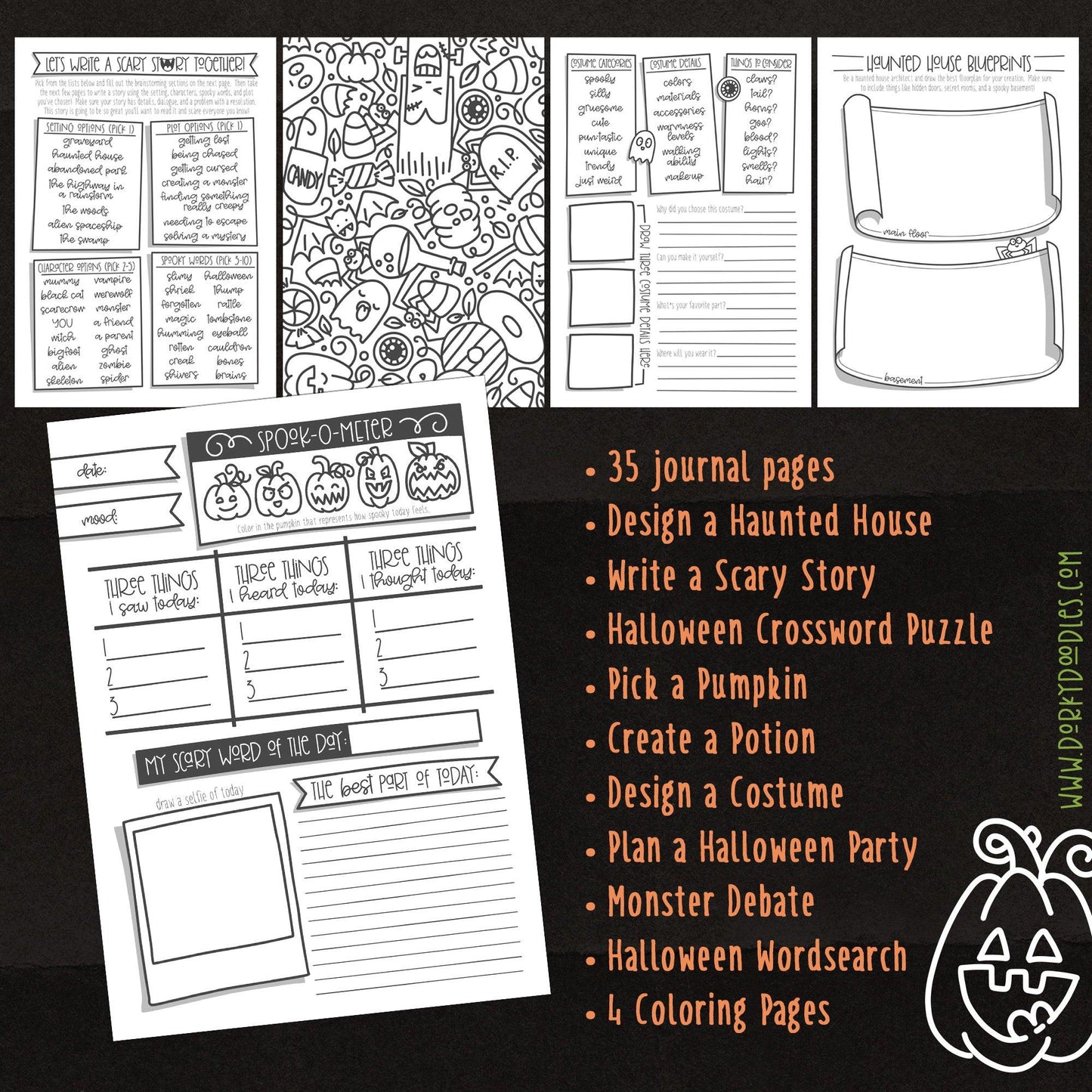 Halloween Journal and Activity Book for Kids - Holiday Printables - Dorky Doodles