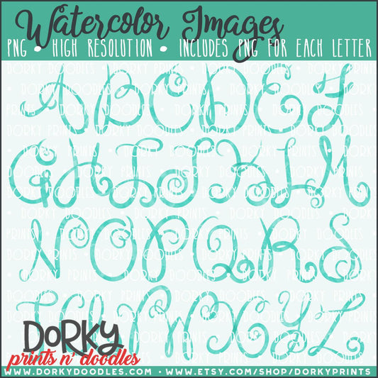 Hand Drawn Alphabet Watercolor PNG