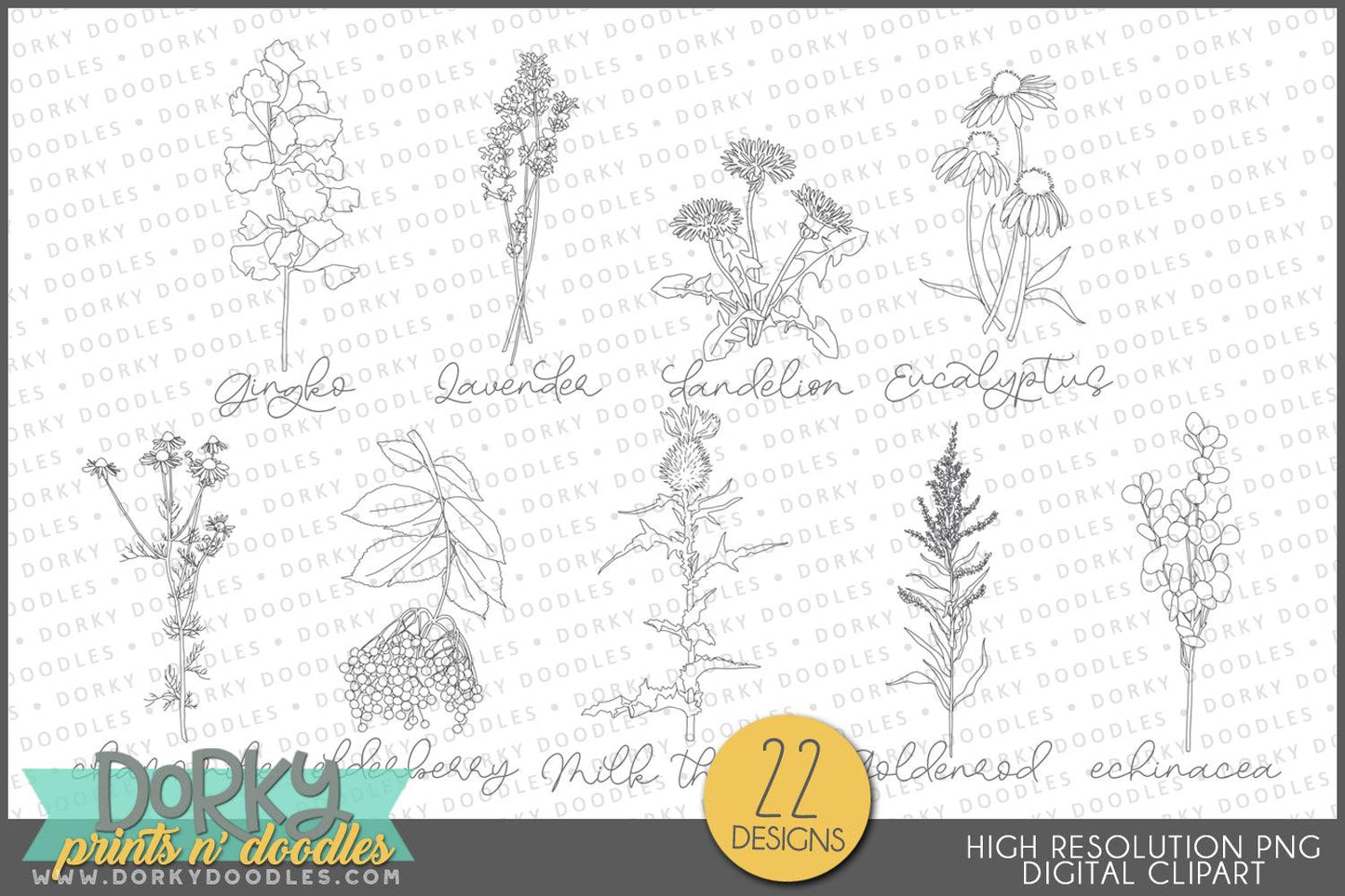 Hand Drawn Herb Clipart - Dorky Doodles