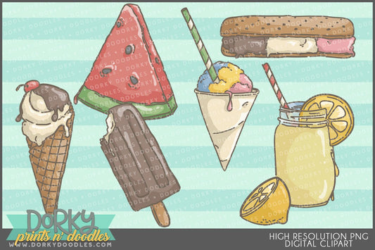 Hand Drawn Treats for Summer Clipart - Dorky Doodles