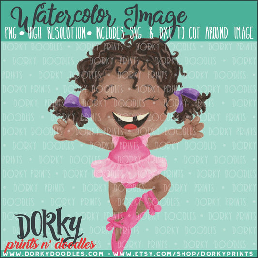Happy Ballerina Watercolor PNG