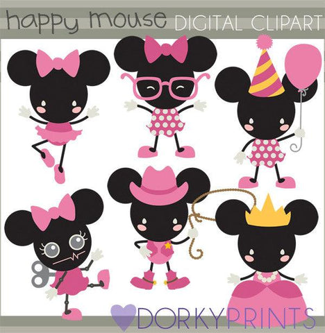 Happy Girl Mouse Character Clipart