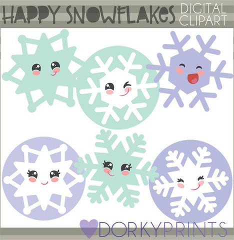 Happy Snowflakes Christmas Clipart