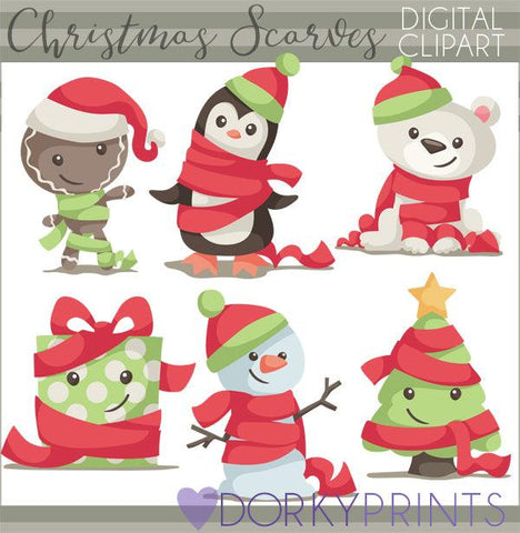 Hat and Scarf Christmas Clipart
