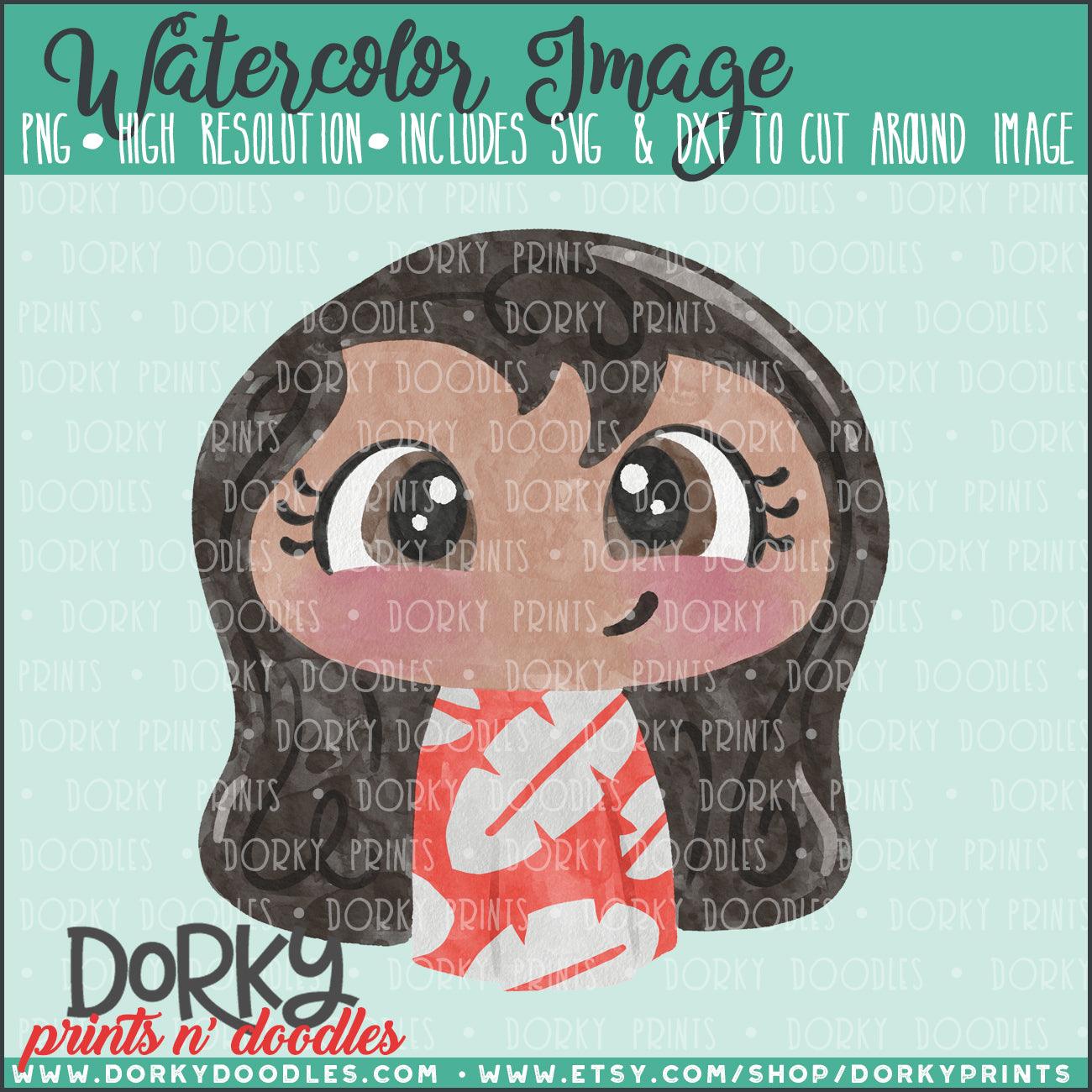 Hawaiian Girl Watercolor PNG