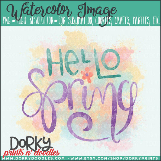 Hello Spring Watercolor PNG