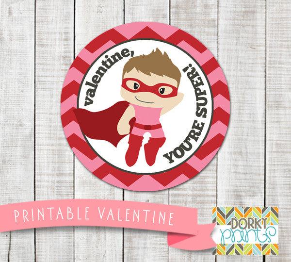 Hero Boy Valentine Circle Tags Holiday Printables
