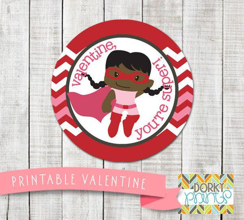 Hero Girl Valentine Circle Tags Holiday Printables