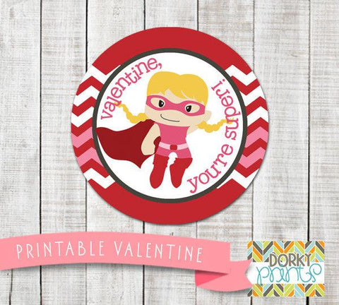 Hero Girl Valentine Circle Tags Holiday Printables