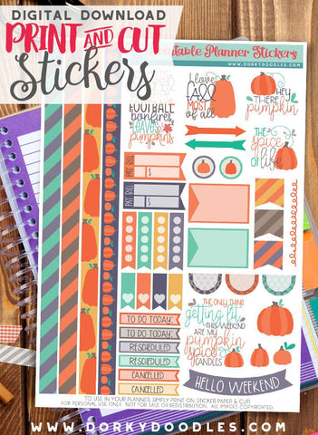 Hey There Pumpkin Print and Cut Planner Stickers